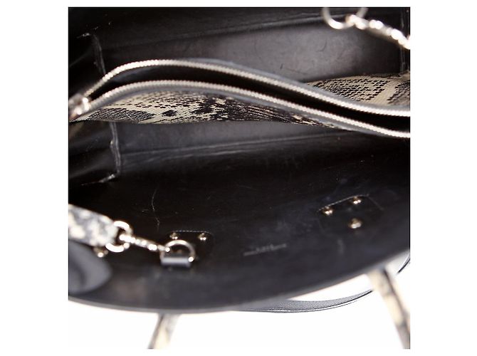 Saint Laurent Small Leather Python Pattern Sac De Jour Tote Shoulder Bag Black - view 11