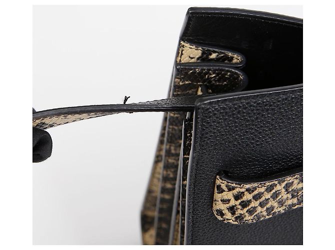 Saint Laurent Small Leather Python Pattern Sac De Jour Tote Shoulder Bag Black - view 8
