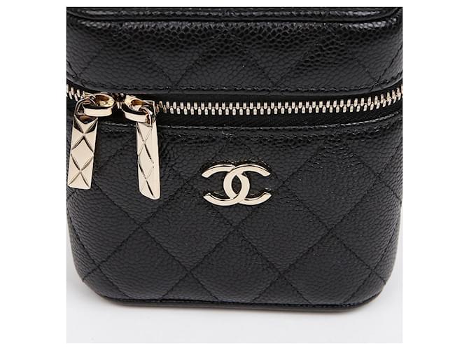 Chanel Mini Borsa Vanity Handle Chain Caviar Nera con Hardware Oro Nero - vista 3