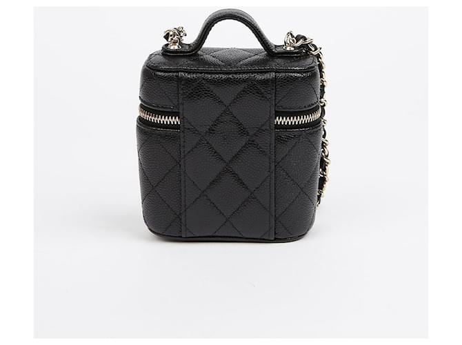 Chanel Mini Borsa Vanity Handle Chain Caviar Nera con Hardware Oro Nero - vista 4