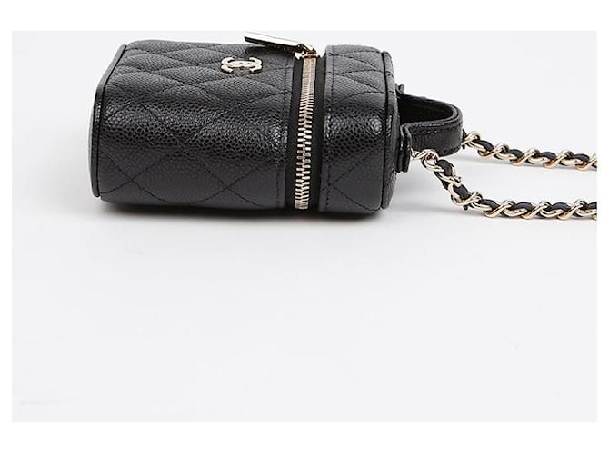 Chanel Mini Borsa Vanity Handle Chain Caviar Nera con Hardware Oro Nero - vista 5