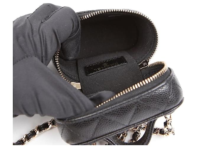 Chanel Mini Borsa Vanity Handle Chain Caviar Nera con Hardware Oro Nero - vista 8