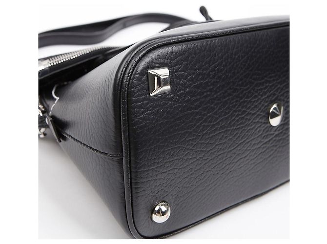 Maison Martin Margiela Mini bolsa de ombro em couro granulado com alça de mão preta - vista 7