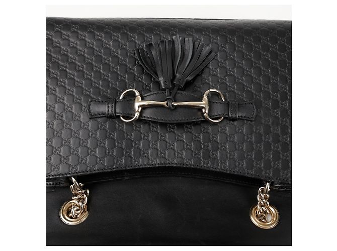 Gucci Borsa a tracolla Emily in pelle Microshima Nero - vista 10