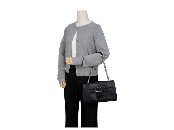 Gucci Borsa a tracolla Emily in pelle Microshima Nero - vista 12