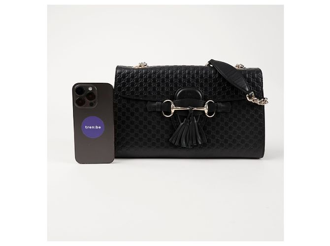 Gucci Borsa a tracolla Emily in pelle Microshima Nero - vista 7