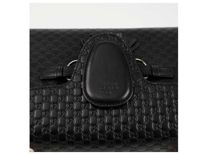 Gucci Borsa a tracolla Emily in pelle Microshima Nero - vista 9