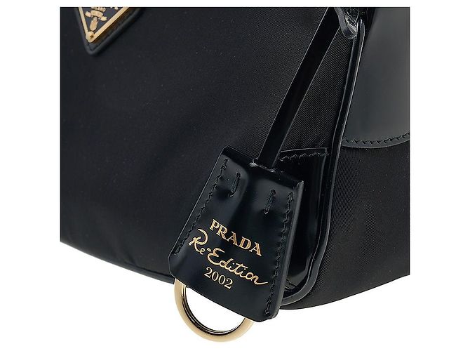 Prada Borsa a Spalla Lina in Nylon Nero - vista 10