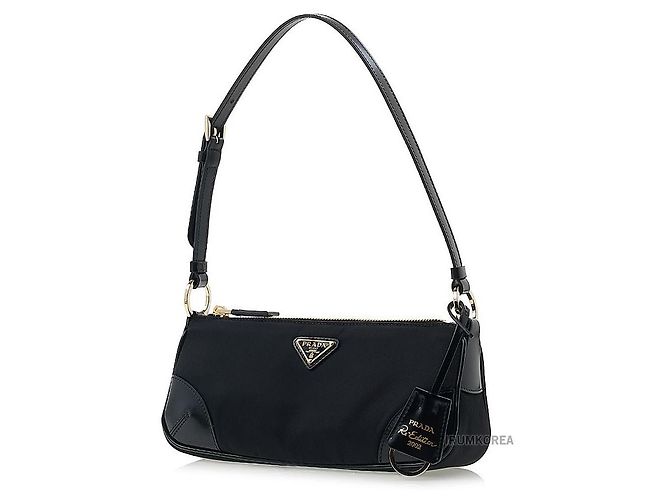 Prada Borsa a Spalla Lina in Nylon Nero - vista 2