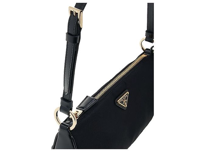 Prada Borsa a Spalla Lina in Nylon Nero - vista 7