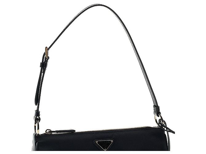 Prada Borsa a Spalla Lina in Nylon Nero - vista 8