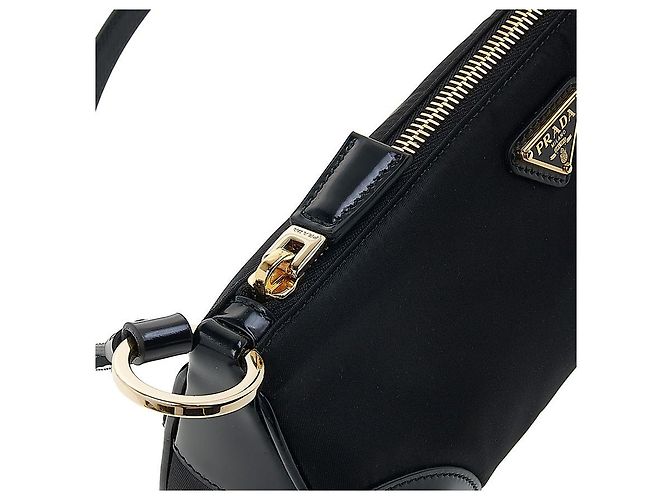 Prada Borsa a Spalla Lina in Nylon Nero - vista 9
