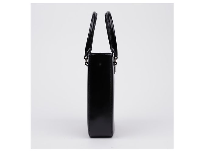 Prada Triangle Logo Small Bürstenleder Tote Bag Schwarz - Ansicht 6