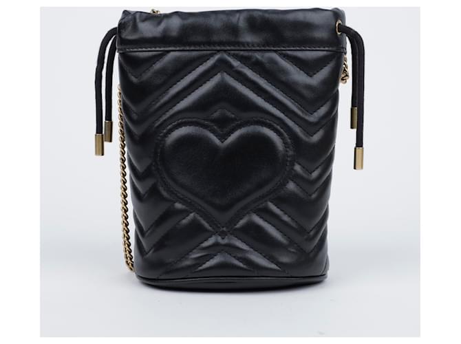 Gucci Mini borsa a secchiello GG Marmont nera Nero - vista 3