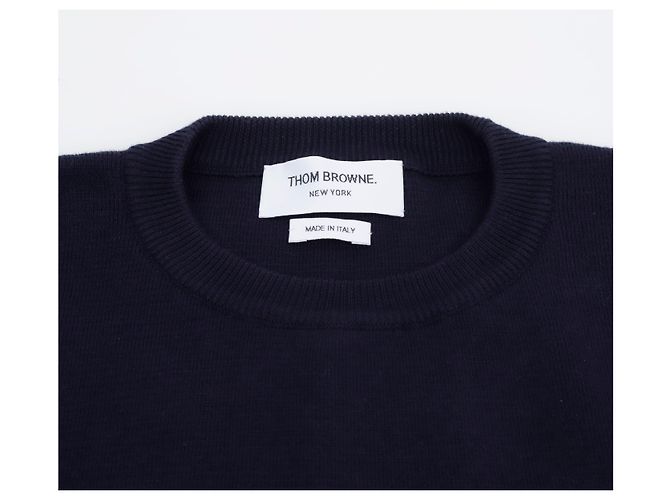 Thom Browne Milano Stitch Crewneck Pullover mit Armband Navy Blau - Ansicht 3