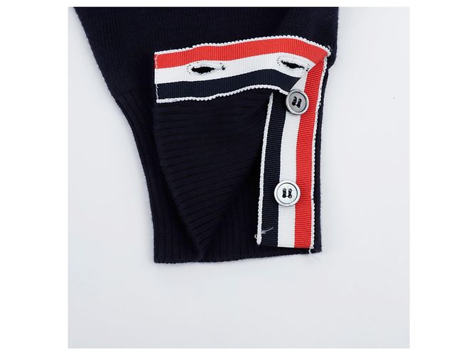 Thom Browne Milano Stitch Crewneck Pullover mit Armband Navy Blau - Ansicht 6