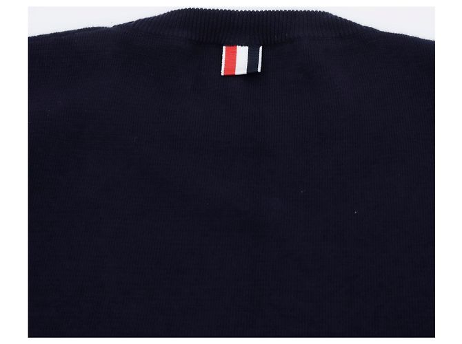 Thom Browne Milano Stitch Crewneck Pullover mit Armband Navy Blau - Ansicht 9