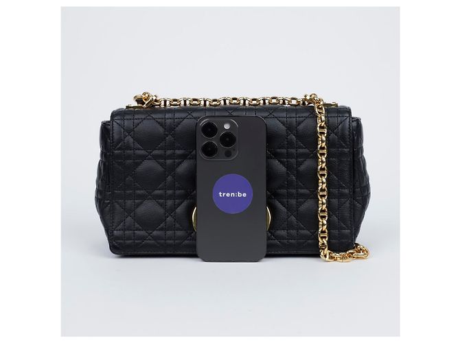 Dior Borsa a tracolla Cannage Medium in pelle di vitello nera con finiture dorate Nero - vista 10