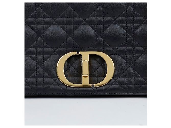 Dior Borsa a tracolla Cannage Medium in pelle di vitello nera con finiture dorate Nero - vista 2