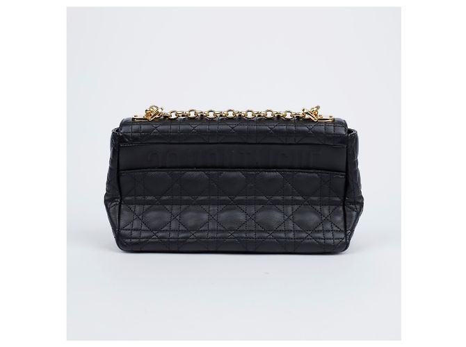 Dior Borsa a tracolla Cannage Medium in pelle di vitello nera con finiture dorate Nero - vista 3