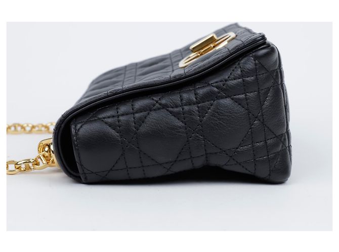 Dior Borsa a tracolla Cannage Medium in pelle di vitello nera con finiture dorate Nero - vista 4