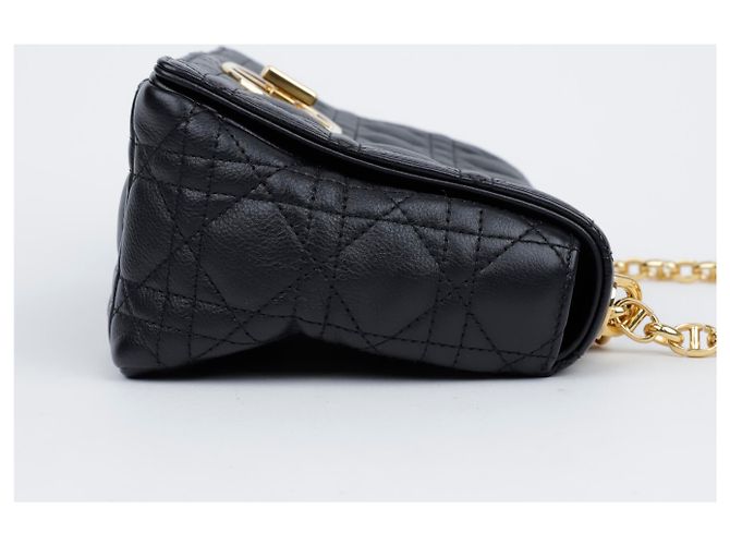 Dior Borsa a tracolla Cannage Medium in pelle di vitello nera con finiture dorate Nero - vista 6