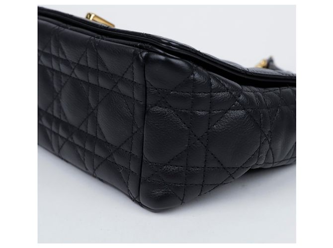 Dior Borsa a tracolla Cannage Medium in pelle di vitello nera con finiture dorate Nero - vista 8
