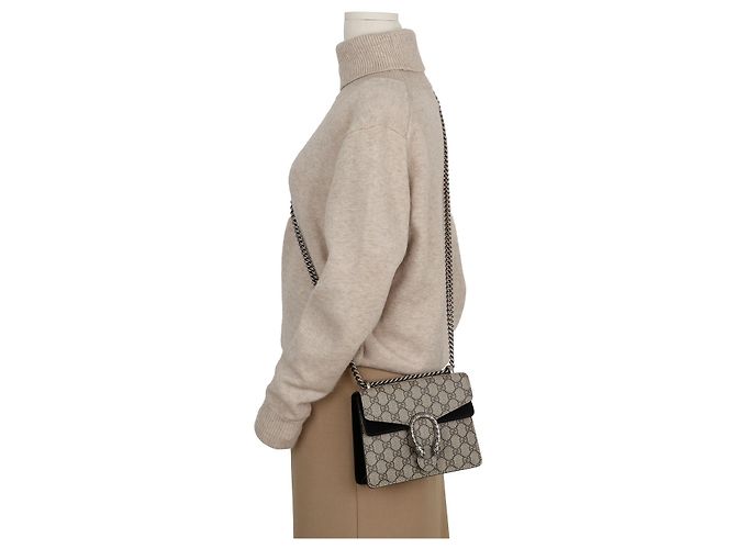 Gucci Mini borsa a tracolla Dionysus in tela GG Supreme nera Nero - vista 14