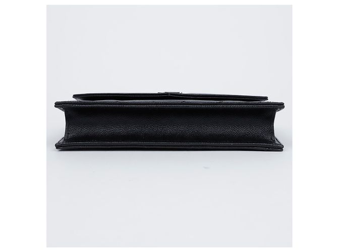 Saint Laurent Carteira com alça de corrente em couro granulado envelope Preto Prata - vista 6