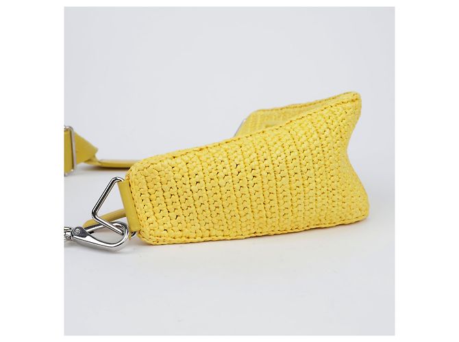 Prada Borsa Bandoliera Triangle in Rafia Gialla Giallo - vista 6