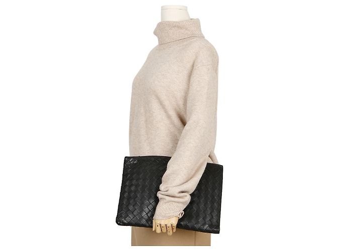 Bottega Veneta Pochette con mezza zip Intrecciato Nero - vista 10