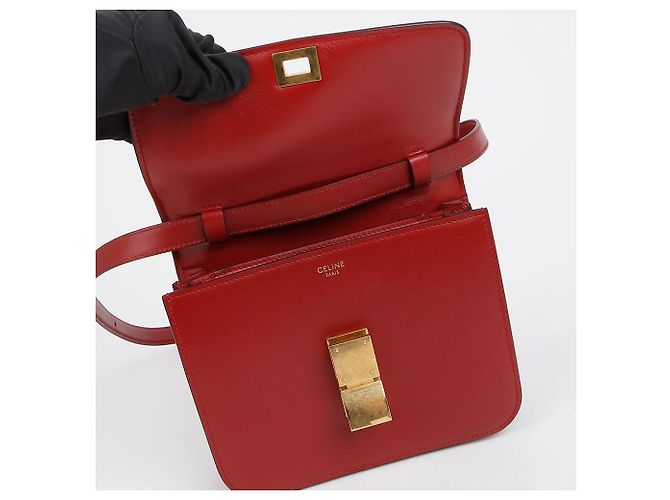 Céline Mini borsa a tracolla in pelle di vitello Classic Box Rossa Rosso - vista 8