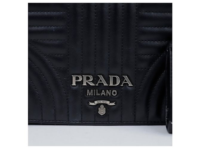 Prada Borsa a tracolla Diagram in pelle di vitello morbida nera - vista 2