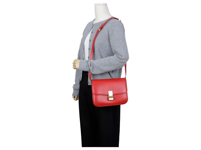 Céline Borsa a tracolla Classic Box in pelle rossa taglia Medium Rosso - vista 18