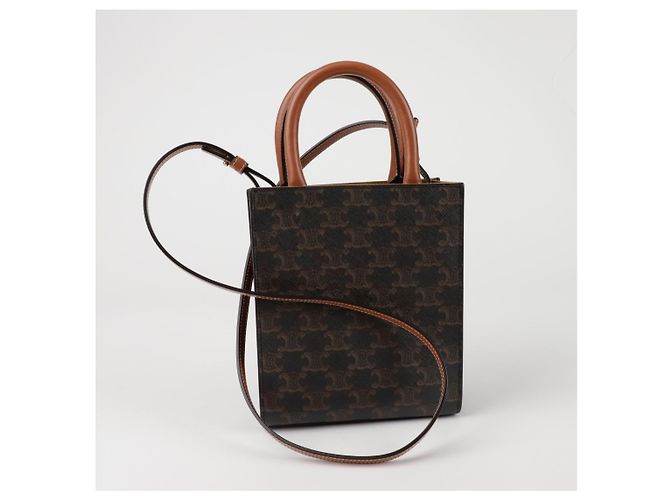 Céline Verticaler Mini Cabas Tote Schultertasche Braun - Ansicht 3