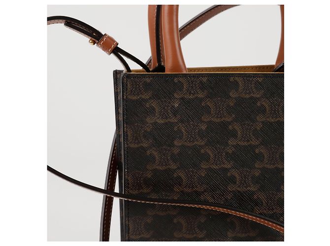 Céline Verticaler Mini Cabas Tote Schultertasche Braun - Ansicht 4