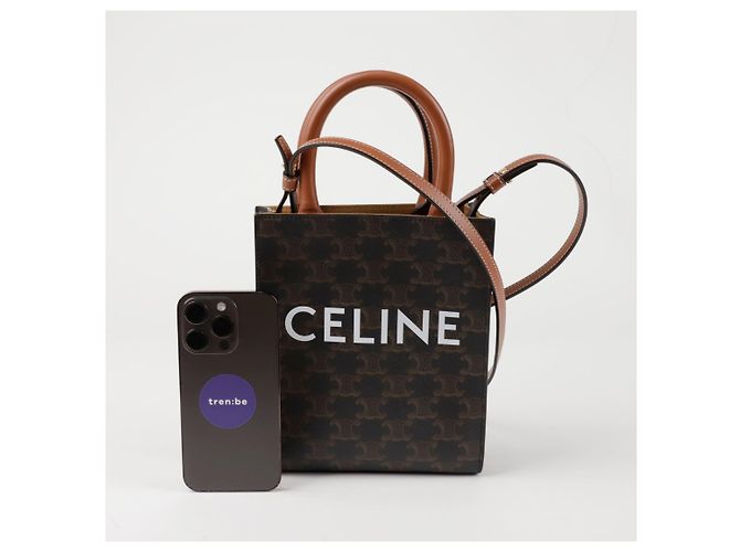 Céline Verticaler Mini Cabas Tote Schultertasche Braun - Ansicht 7
