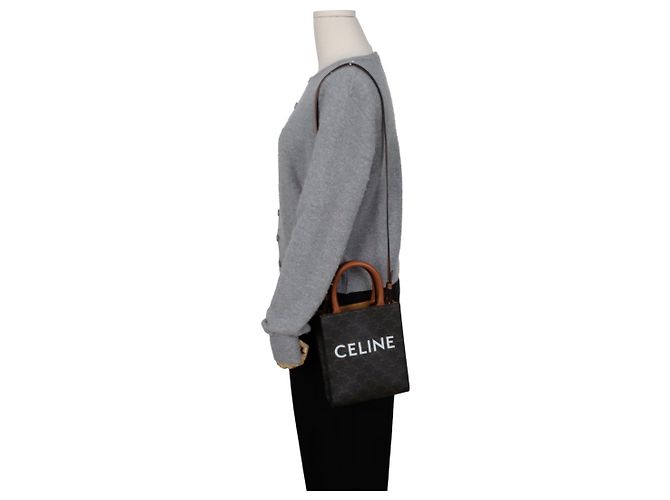 Céline Verticaler Mini Cabas Tote Schultertasche Braun - Ansicht 9