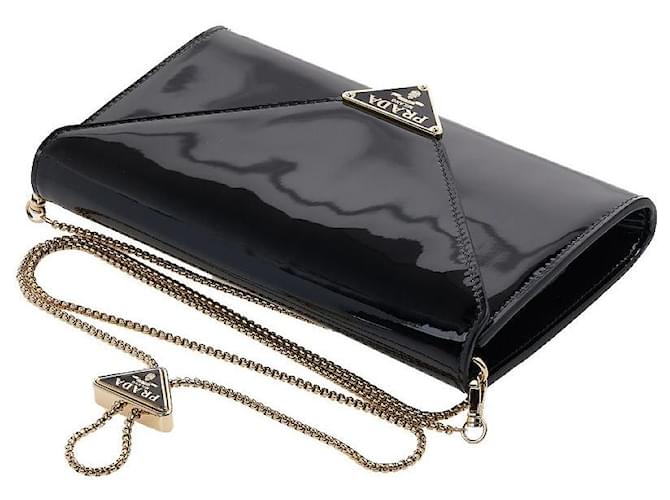 Prada Mini clutch in vernice Nero - vista 4
