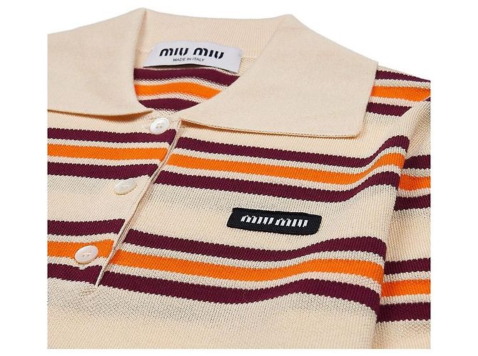 Miu Miu Polo de malha de seda e algodão Laranja - vista 3