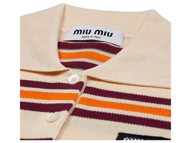 Miu Miu Polo de malha de seda e algodão Laranja - vista 4