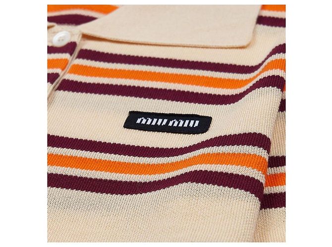 Miu Miu Polo de malha de seda e algodão Laranja - vista 5