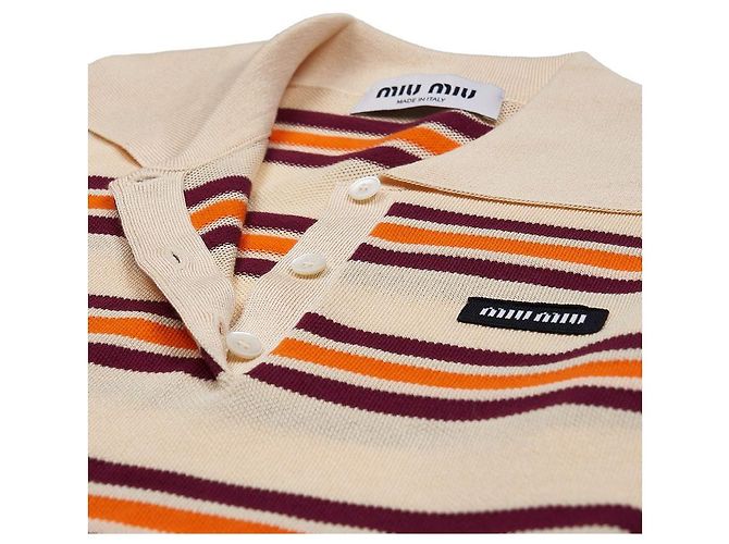 Miu Miu Polo de malha de seda e algodão Laranja - vista 6
