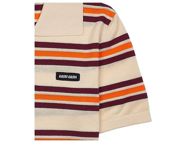 Miu Miu Polo de malha de seda e algodão Laranja - vista 7