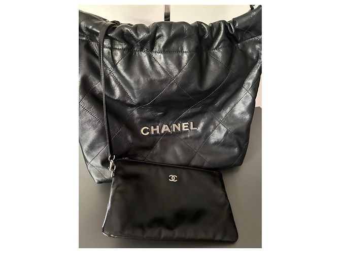 Borsa Chanel 22 Small Pelle di Vitello Lucida Nero - vista 8