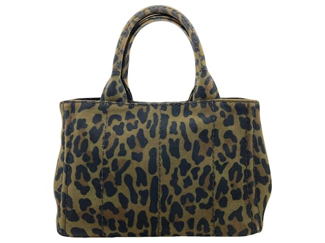Borsa 2-Way Prada Canapa Mini Leopard Print Cachi - vista 2