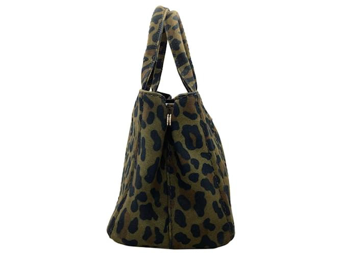 Borsa 2-Way Prada Canapa Mini Leopard Print Cachi - vista 3