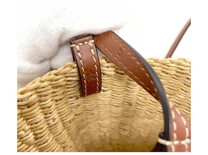 Borsa Tote Loewe Shell Basket Bag Beige - vista 8