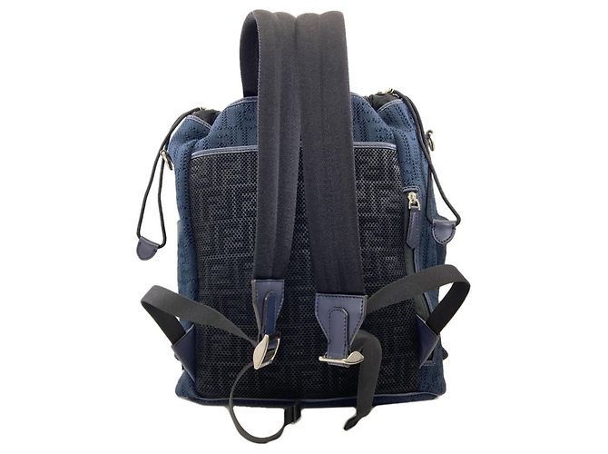 Fendi Strike Rucksack aus Canvas Schwarz Marineblau - Ansicht 2