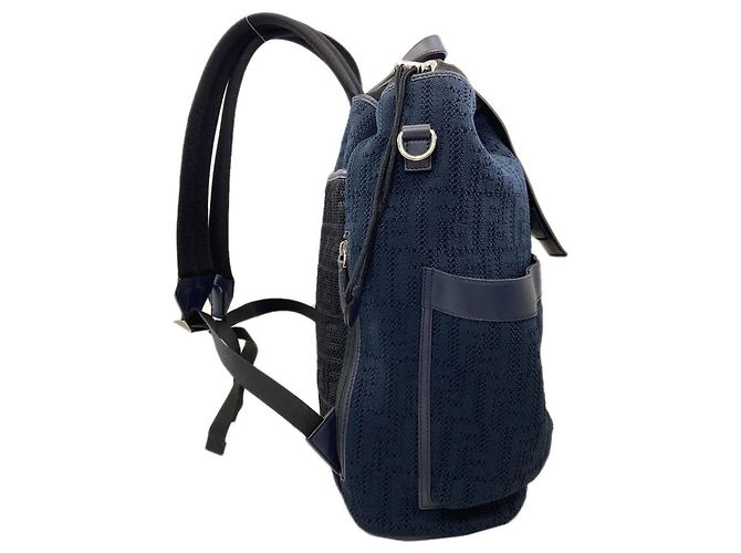 Fendi Strike Rucksack aus Canvas Schwarz Marineblau - Ansicht 3